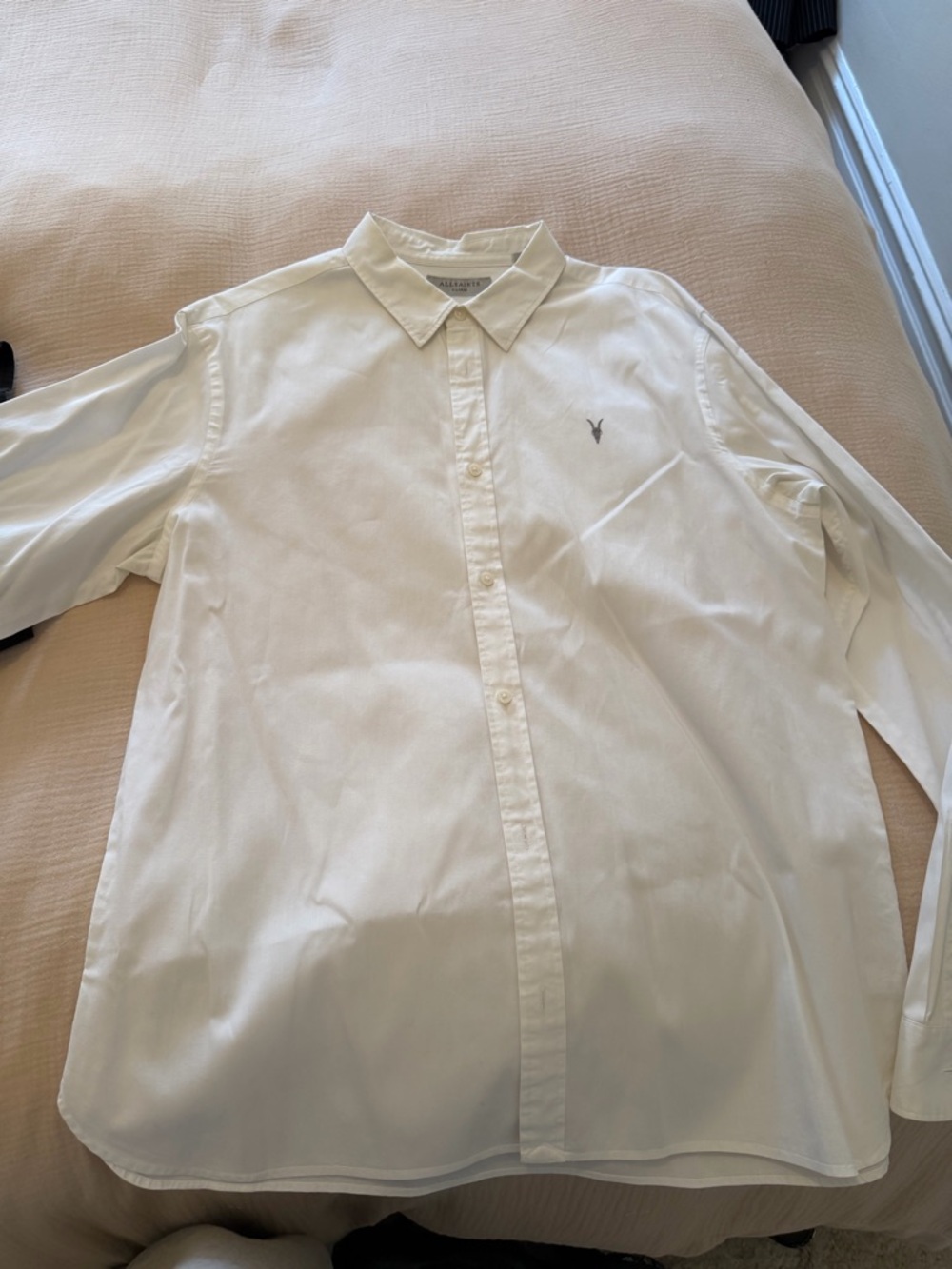 ALLSAINTS Men's White Button-Down Shirt - Classic Long Sleeve